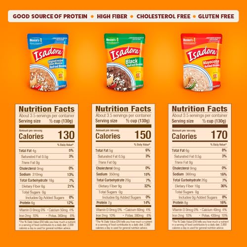 Image of Isadora Refried Beans Pouch Variety Pack, Mexican Food Ready-to-Eat (6-Pk)