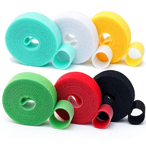 6 Roll Reusable Fastening Tape Cable Ties - Freely Cut Cable Clips Cable Ties Ho