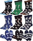 ShinyMatch 6 Pairs Dog Socks for Men Novelty Crew Corgi Pug Socks Dad Gift for Puppy Lover(Pug)