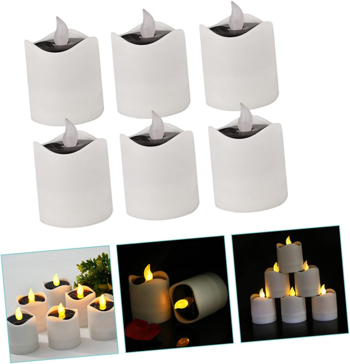 DOITOOL 18pcs Solar Flameless Candle Lights Outdoor Candle Lamp Solar Tea Lights for Garden Wedding Home Decor Safe and Convenient Lighting