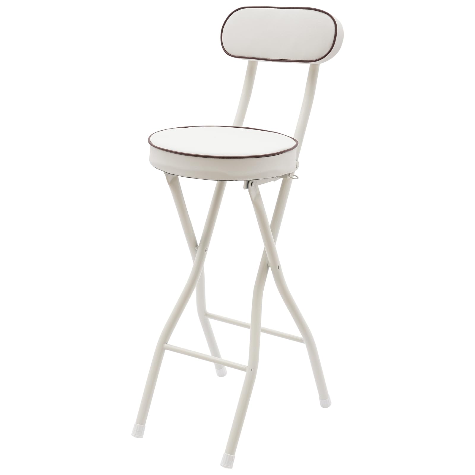 Lot de 2 tabourets de bar pliables - Charge maximale : 125 kg - Hauteur réglable : 65 cm - Avec coussin en polyuréthane et verrouillage de sécurité - Pour bar, camping et jardin - Blanc
