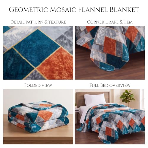 Image of VAS COLLECTIONS 280 GSM Flannel Blanket for Single Bed, Ultra Soft Plush Fleece Blanket, Warm & Cozy Winter Blanket, Breathable AC Blanket, for Home & Travel, 220 x 150 cm - Deep Teal