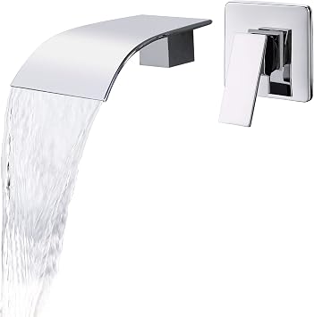 Waterfall Faucet Wall Mount,Brass Bathroom Waterfall Tub Faucet,Wall Mounted Bathtub Filler Tap,Chrome,KHBPC01U
