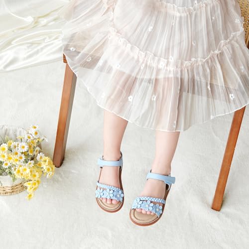 Image of Kolan Toddler Girl Sandals Open Toe Flat Princess Dress Shoes Little Kids