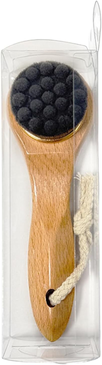 Gezichts Droog Borstel | Scrub Reinigingsborstel | Natuurlijke Borstelharen Houten Handvat Massage Scrubber voor Gezicht, Hals, Wangen, Neus en Kaak – Geschikt voor Mannen en Vrouwen