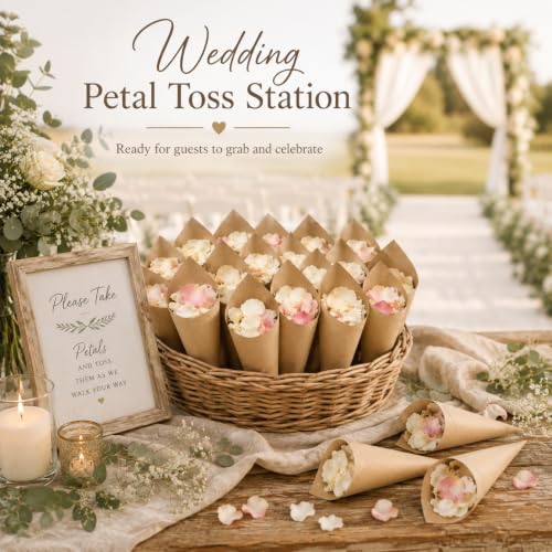 Image of Gadpiparty 120pcs Paper Conesfor Flower Petals, for Wedding Confetti Flower Paper Cones Party Favor Holders, Small Bouquets Candy and Petal