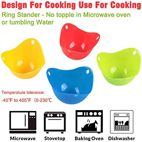 Silicone Egg Poaching Cups, HengLiSam Perfect Poached Egg Maker, Non-Stick Poached Eggs Cups, Microwave Egg Poacher, BPA Free Silicone Egg Poacher Cups (Multicolor, 6Pack)