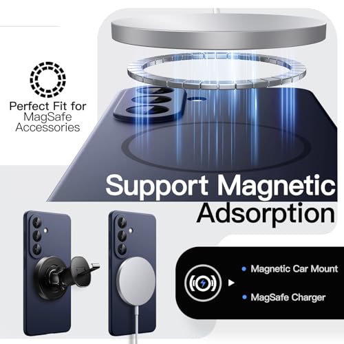 Image of JETech Magnetic Slim Cover Case for Samsung Galaxy S26 Plus, Compatible with MagSafe, Anti-Slip Grip & Full Camera Lens Protection, Ultra-Thin Matte Finish Phone Cover (Deep Blue)