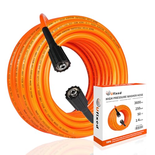 Super flexibler 15 M Hochdruckreiniger-Schlauch, knickfest, orange, 1/4 Zoll M22 14MM Messing-Schwenkanschluss, 3600 PSI, leichter Schlauch für Hochdruckreiniger