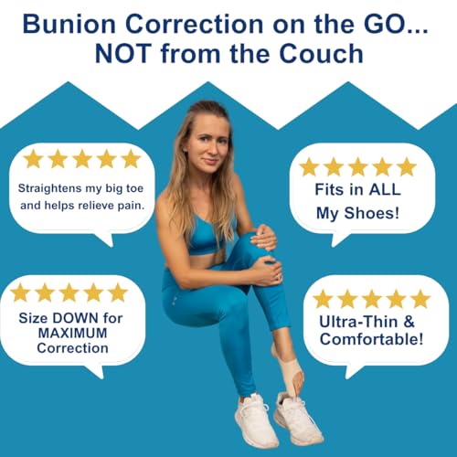 Bunion Corrector for Women Big Toe Straightener for Inside All Shoes. Ultra-Thin, Discreet, & Corrective Sock. Hallux Valgus Relief for Improved Toe Alignment (Large-Right)