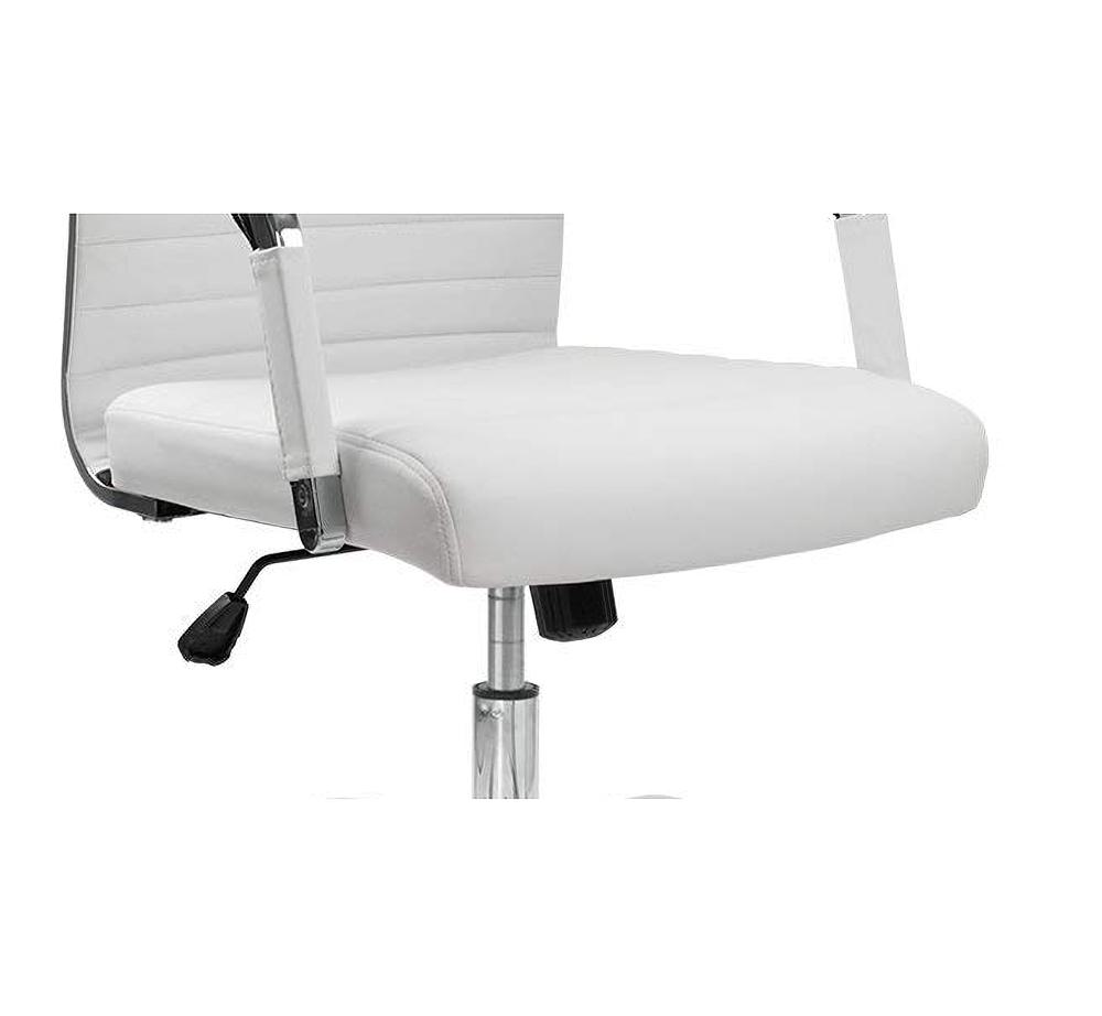 Amazon.com: Furmax Ribbed Office Desk Chair Mid-Back PU Leather