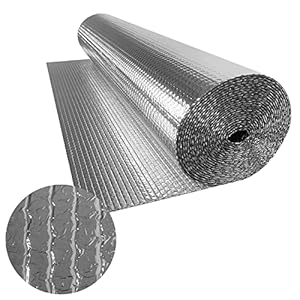 XMTECH Isolatiefolie, dubbellaags aluminiumfolie, 1 x 15 m, 200 g/m², aluminium luchtkussenfolie voor dak-, vloer- en wandisolatie, reflectiefolie voor warmtebehoud