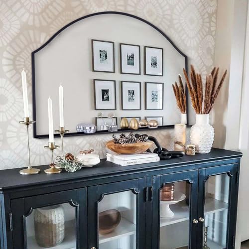 Chende 47''x32'' Large Wall Mirrors for Decor, Black Bathroom Mirror with Removable Shelf, Elegant Scallopd Mirror with Arched Frame for Entryway, Living Room, Mantel, Bedroom by Chende - Used condition - Image 7