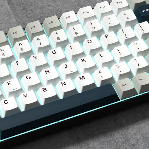 Klymra PBT Keycaps Set, Doubleshot 137 Key Caps,Cherry Profile Custom Keycap for 61/64/68/84/87/100/104/108 Mechanical Keyboard, Compatiability for 60 65 75 100 Percent Keyboads (White Grey Blue) by Klymra - Image 2