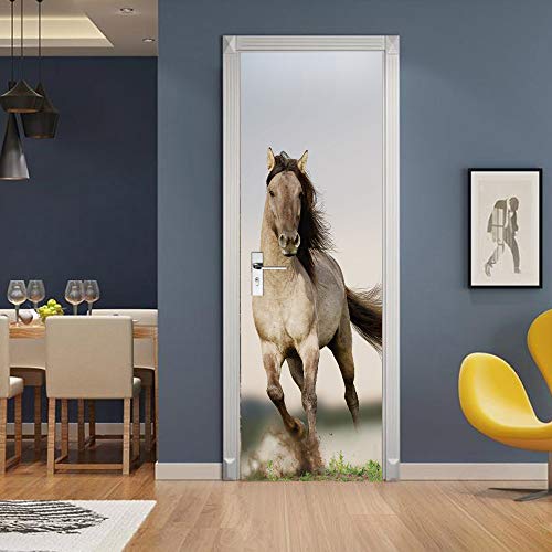 Sticker de porte imperméable pour masquer les imperfections motif cheval - 6