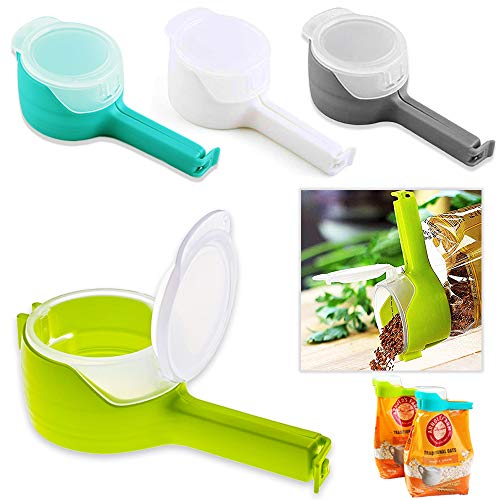 LifeUp Pinza para Bolsas de Comida, Clips de Sellado con Boquillas de Cocina, Plástico Clips Cierra Bolsas Gigante, Para Almacenamiento de Alimentos (4 Unidades) Cover