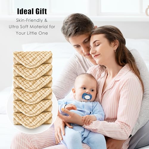 Image of MOON PARK Baby Washcloths, 12 Pack - 12x12 Inches, Small Burp Cloths and Baby Wipes - 100% Cotton Muslin Ultra Soft for Newborn, Infant and Toddlers - Brown