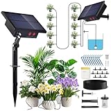Irrigazione automatica solare, kit irrigazione a goccia con timer, impianto irrigazione innaffiare piante in vacanza, tubo da 10 M per giardino, balcone, piante in vaso