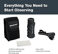 Vista 7 de Celestron – Monocular Nature 10x25 – Ideal para senderismo y observación de vida silvestre – Ópticas multicapa – Lente objetiva de 25mm – Prisma