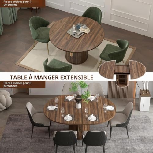 Table ronde extensible gain de place 110-150 cm avec rangement intégré - 4