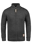 !Solid Poul Herren Strickjacke Cardigan Grobstrick Winter Pullover mit Stehkragen, Größe:XL, Farbe:Dark Grey Melange (8288)
