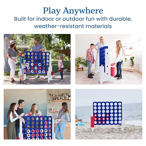 Image of ECR4Kids Jumbo 4-to-Score Giant Game with 42 Rings and Reset Sliders, Kids Games, Red /White /Blue