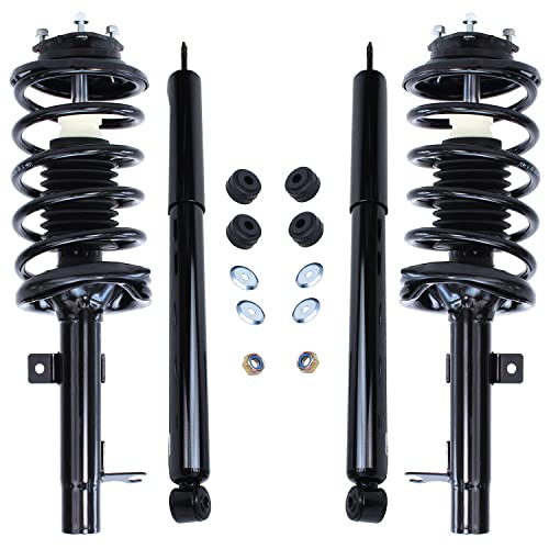 Image of Detroit Axle - Struts Shocks for Ford Focus 2000-2005 [Excludes SVT & Wagon Models] 2 Front Struts w /Coil Spring 2 Rear Shock Absorbers 2001 2002 2003 2004 Replacement Suspension Kit