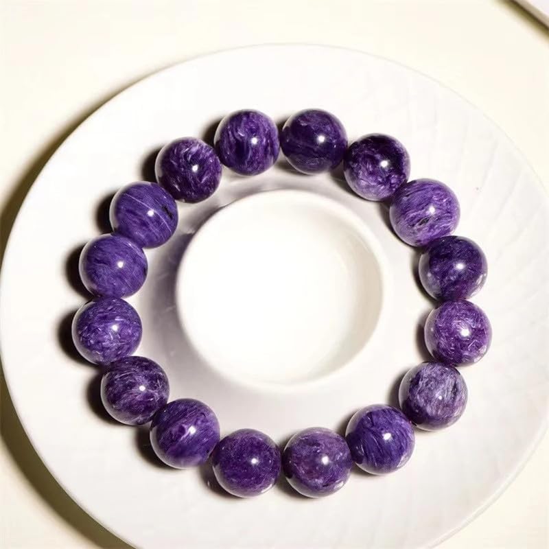 Natural AAA Real Russian Charoite Bracelet 10mm Gemstone Stretch Fit Bracelet | 7-7.5” length | Unisex Bracelet | Round Shape Beads Bracele|Men/Women