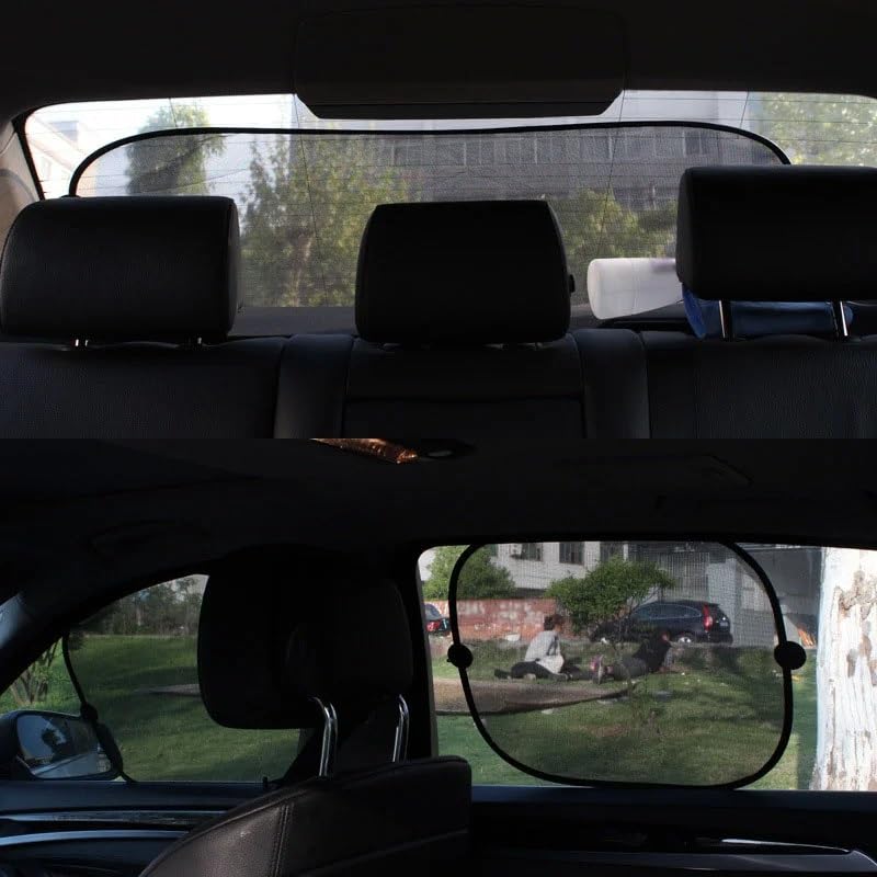 Parasol ventanilla coche plegable con ventosas para protección UV lateral 5