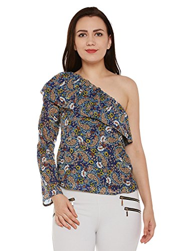 Image of oxolloxo Women's V Neck Polyester Short Sleeve Printed Top