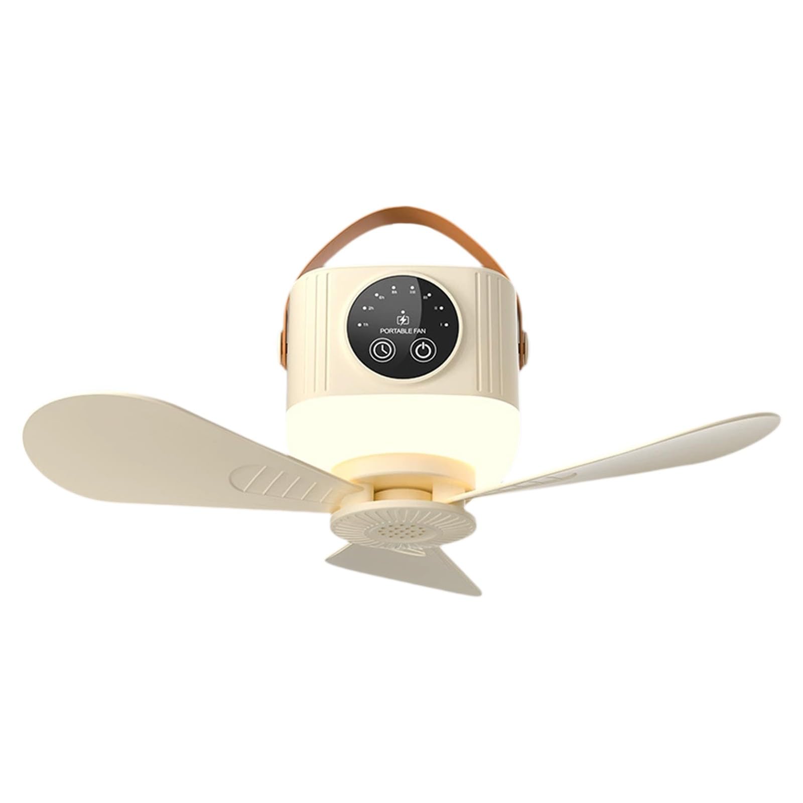 Ventilador de techo portátil recargable USB con luz LED para caravana y dormitorio