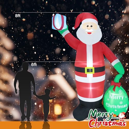 Décoration de Noël gonflable Père Noël LED stable et rapide à installer au jardin