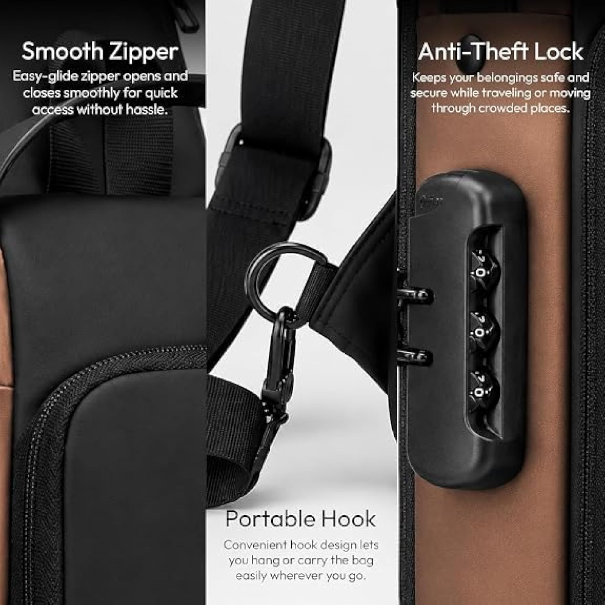 Waterproof Anti-Theft Sling Bag with USB Charging Port