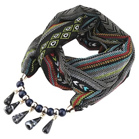 Lyqdxd Fashion Bohemian Ethnic Jewelry Pendant Chiffon Scarf Necklace for Women Cover