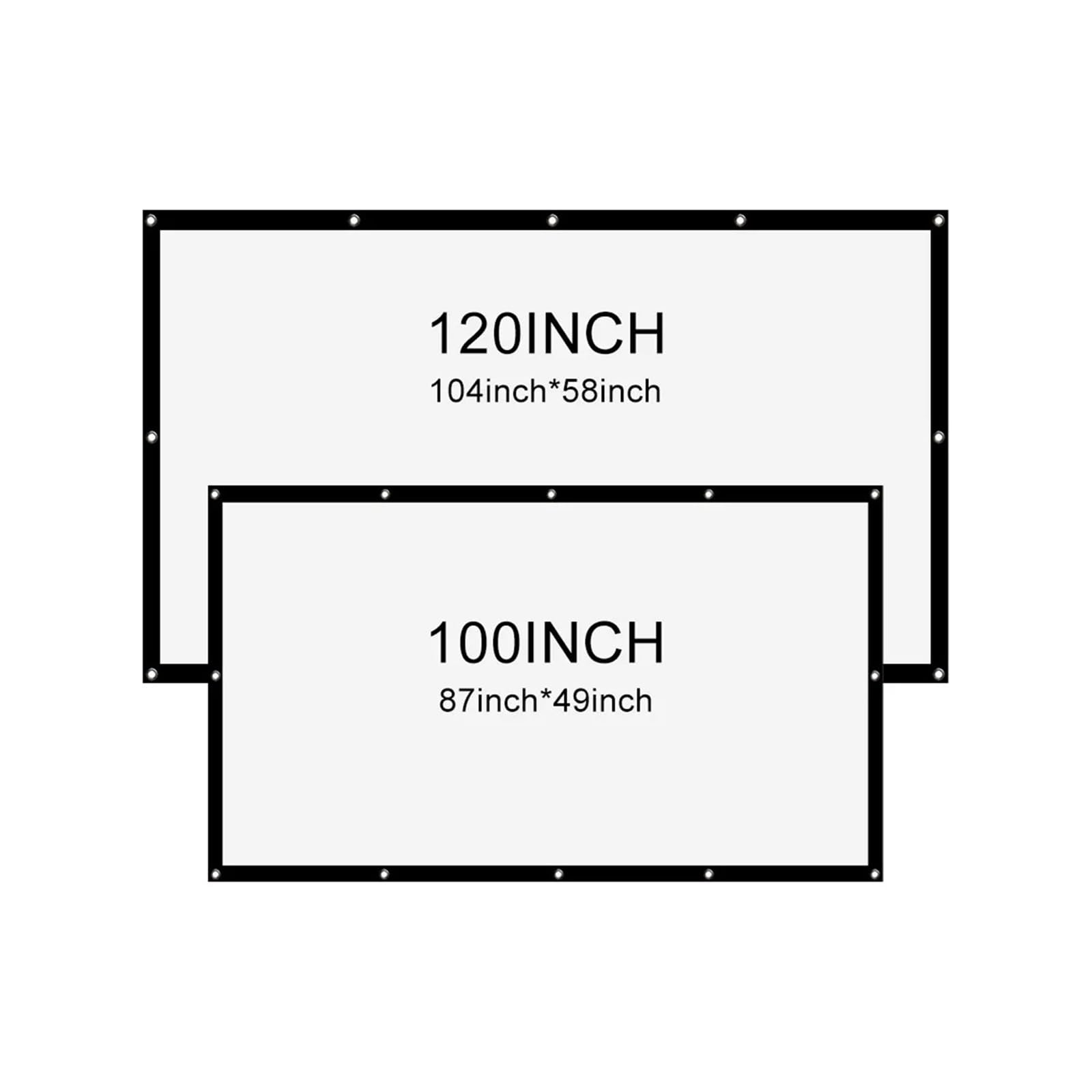 Ekran projekcyjny, 16:9 przenośny ekran projektora 120 cali 100 Cal do montażu na ścianie kino domowe projekcyjny zewnątrz(120 inch)