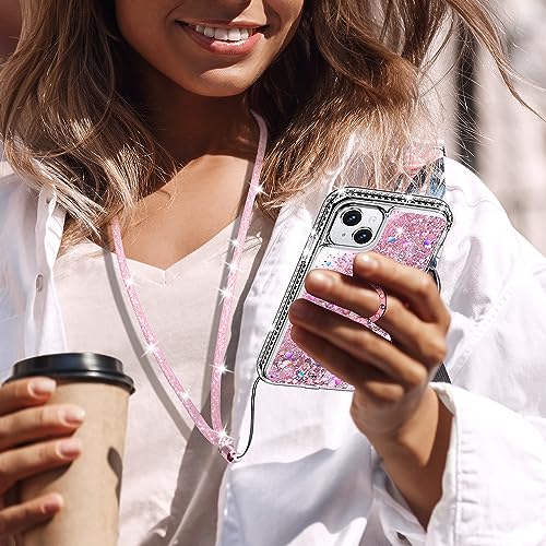Silverback for iPhone 13 Case with Ring Stand, Women Girls Bling Holographic Sparkle Glitter Cute Cover, Diamond Ring Protective Phone Case for iPhone 13 6.1'' - Pink by Silverback - Image 5