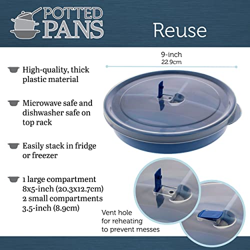 Potted Pans Plastic Food Storage Containers With Lids - 6Pk 3 Compartment Meal Prep Containers Reusable Lunch Boxes #TOP1