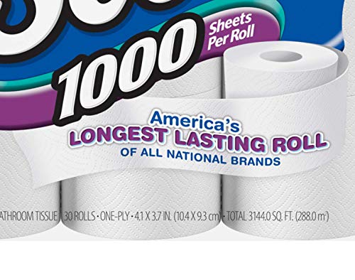 Image of Quick Dissolving Scott 1000 Sheet Toilet Paper Bathroom Tissue, 30 Rolls