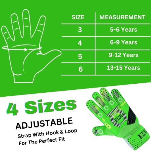 Efah Sports Soccer Goalkeeper Gloves For Kids Boys Children Youth Football Goalie Gloves With Strong Grip Palms (Size 5, Green) #TOP5