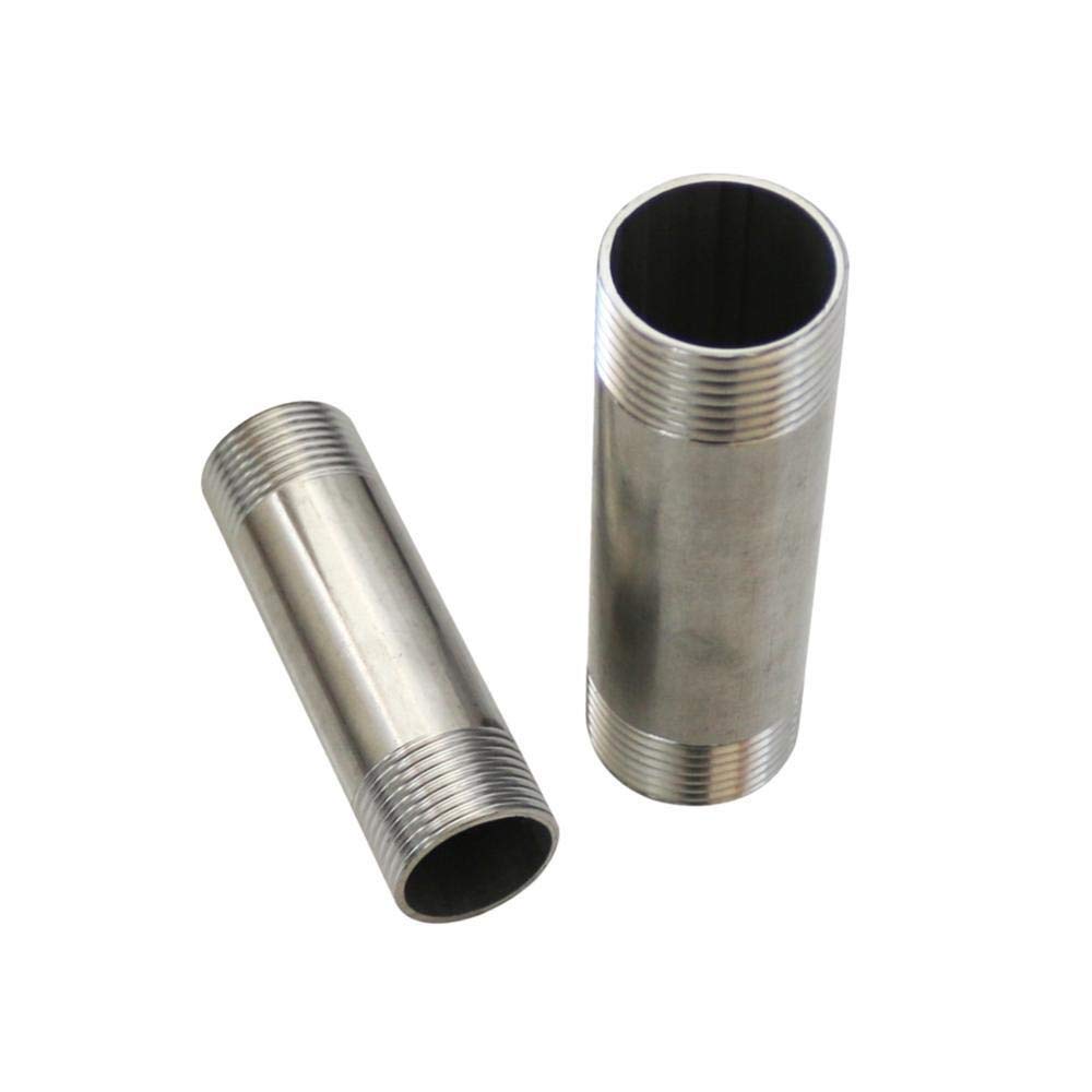 Outils de plomberie en acier inoxydable 1,3 cm - Filetage mâle - Longueur : 12,7/15,2/20,3/25,4/38,1/50,8/30 cm - Longueur en option - Tube d'extension de tige de douche - Tuyau d'eau - 2