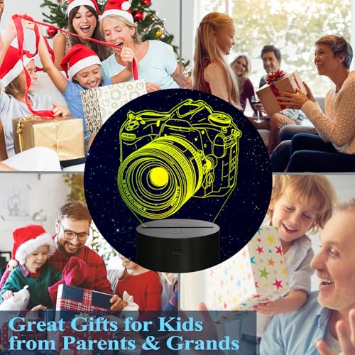 Image of Photographer Gifts for Men, Camera 3D Night Light with Remote Control, 16 Colors Changing, Timer, Dimmable, RGB Flashing Mode, Photography Gifts Gifts for Men Women Christmas Decor