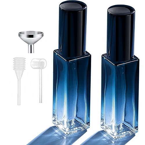 Perfume Atomiser Refillable, Travel Perfume Atomiser Bottle Mini Small Empty Spray Bottles Portable Glass Travel Perfume Pods Container For Perfume Travel Holiday(2 x 20 ML Gradient blue)