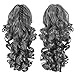 SWACC 12-Inch Short Screw Curls Claw Clip Ponytail Extensions Synthetic Clip in Drawstring Curly Ponytail Hairpiece Jaw Clip Hair Extension (Gray)