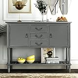 XD Designs, Solid Wood Console Table Sofa Table with 3 Drawers, 2 Cabinet and 1 Shelf, Free Standing...