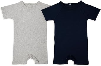 100% Organic French Terry Cotton Baby 2-Pack Short-Sleeve Romper