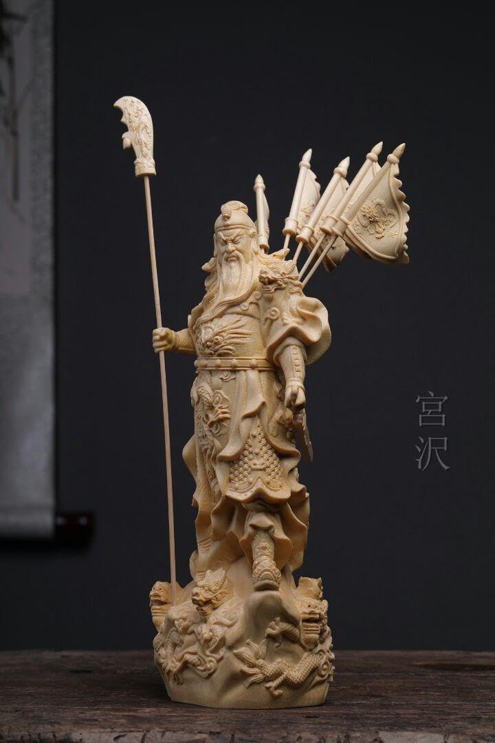 Amazon.co.jp: 関羽 関公聖君 仏教工芸品 木工細工 木彫仏像 鎮宅辟邪 
