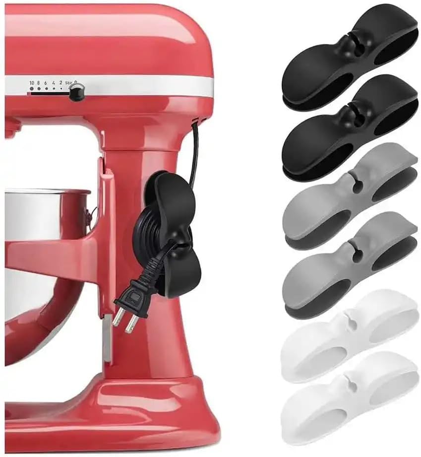 Paquete de 6  Organizador de cordón multicolor para pegar, fuerte soporte de cable para electrodomésticos ahorro de espacio palos en bordes curvos