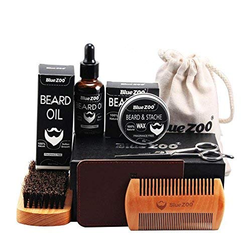 Kit portátil de cuidados com a barba e cuidados masculinos – escova de barba, pente, óleo, cera de m