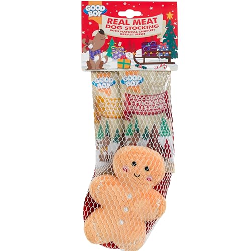 Good Boy Christmas Dog Stocking With Meaty Treats & Soft Toy