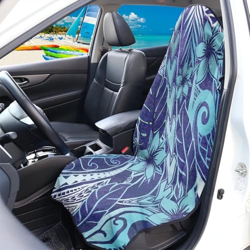 Image of Car Seat Towel Cover for Front Seats, Waterproof Soft Polynesian Tattoo Blue Auto Seat Covers Anti-Slip Universal Fit for Cars SUVs Trucks, Auto Accessories Protectors Decor